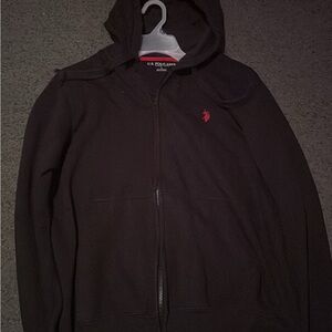 U.S. Polo Assn. Black Zip-Up Hoodie with Red Logo